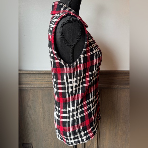 Chaps Red and Black Knit Zip up Vest small EUC - Picture 5 of 8